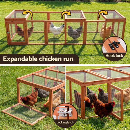 i.Pet Chicken Coop Wooden Pet Run Rabbit Hutch Large Outdoor Cage with Play Area Brown-Pet Care > Coops &amp; Hutches > Coop &amp; Hutch Accessories-PEROZ Accessories