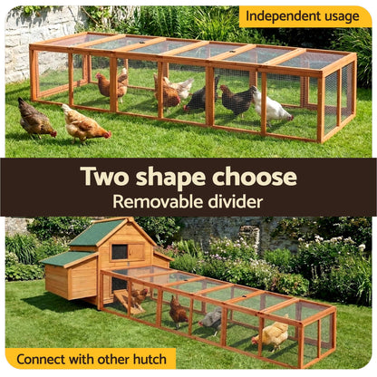 i.Pet Chicken Coop Wooden Pet Run Rabbit Hutch Large Outdoor Cage with Play Area Brown-Pet Care > Coops &amp; Hutches > Coop &amp; Hutch Accessories-PEROZ Accessories