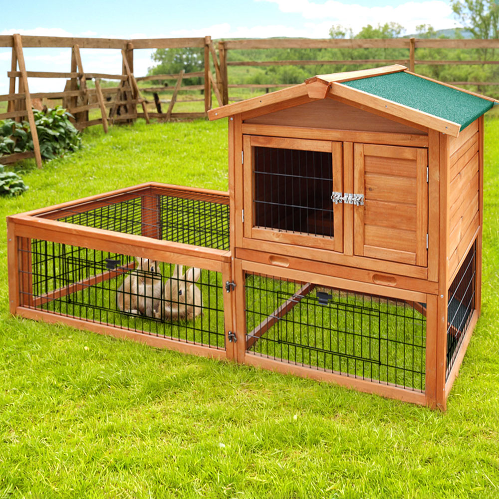 i.Pet Chicken Coop Rabbit Hutch 155cm x 49cm x 90cm Large Chicken Coop Wooden Run Cage House Outdoor-Pet Care &gt; Coops &amp; Hutches-PEROZ Accessories