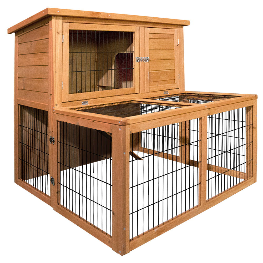 i.Pet Chicken Coop Rabbit Hutch 96cm x 96cm x 100cm Large Chicken Coop Run Wooden Cage Outdoor House-Pet Care &gt; Coops &amp; Hutches-PEROZ Accessories