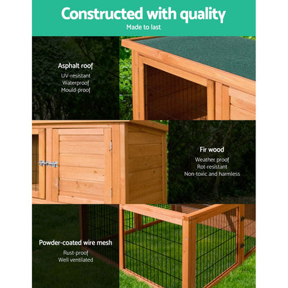 i.Pet Chicken Coop Rabbit Hutch 96cm x 96cm x 100cm Large Chicken Coop Run Wooden Cage Outdoor House-Pet Care &gt; Coops &amp; Hutches-PEROZ Accessories