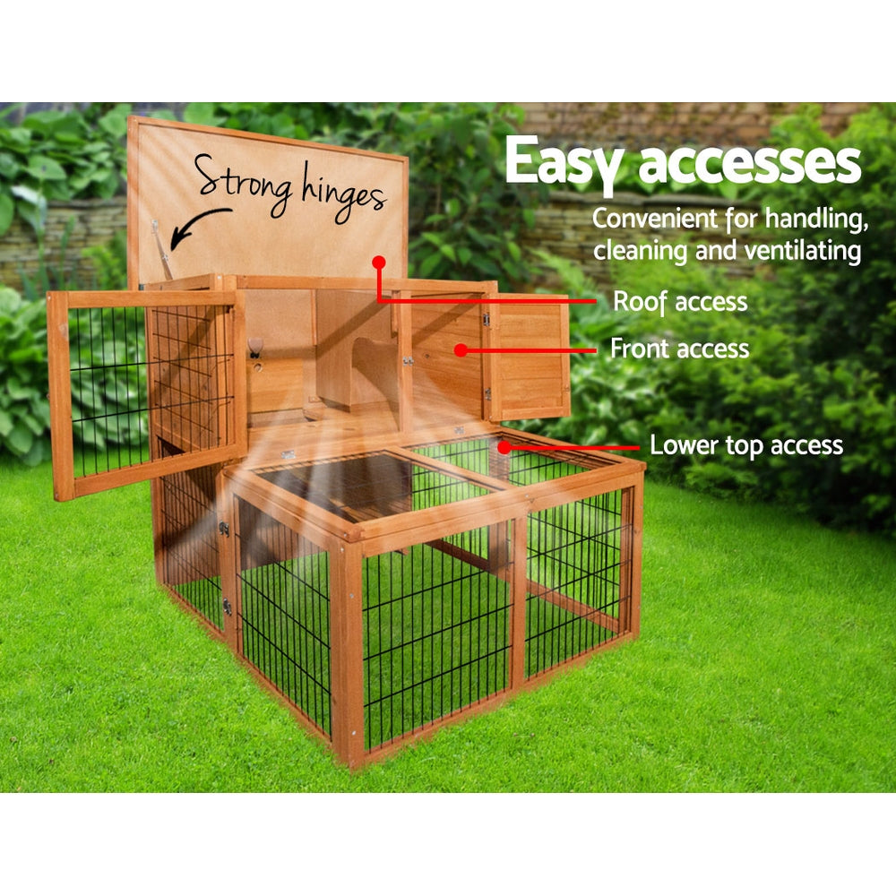 i.Pet Chicken Coop Rabbit Hutch 96cm x 96cm x 100cm Large Chicken Coop Run Wooden Cage Outdoor House-Pet Care &gt; Coops &amp; Hutches-PEROZ Accessories