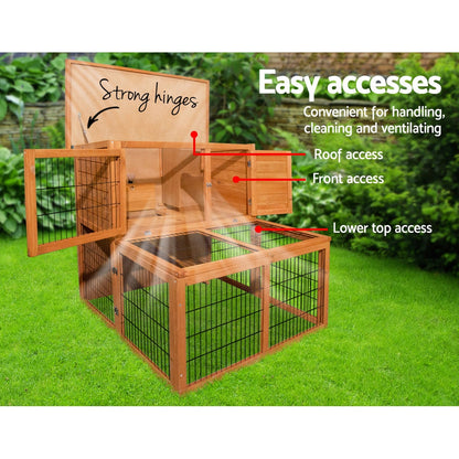 i.Pet Chicken Coop Rabbit Hutch 96cm x 96cm x 100cm Large Chicken Coop Run Wooden Cage Outdoor House-Pet Care &gt; Coops &amp; Hutches-PEROZ Accessories