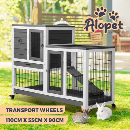 Alopet Rabbit Hutch Chichen Coop 100 x 55 x 90cm-Wooden Hutch-PEROZ Accessories