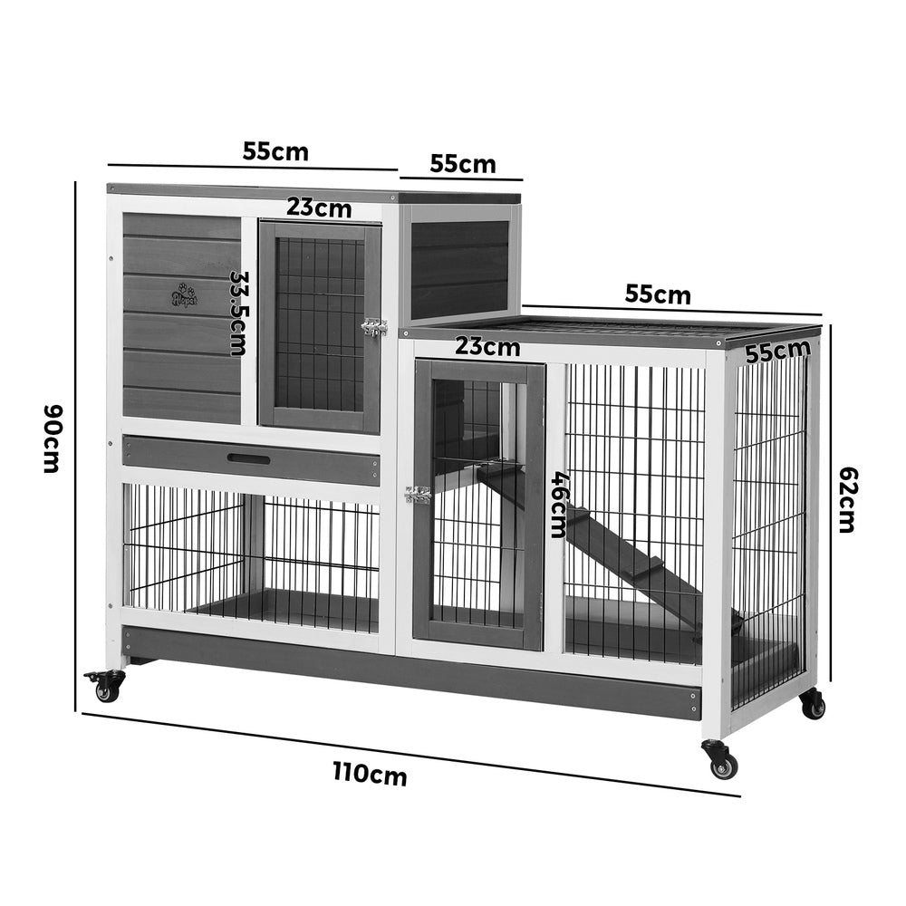 Alopet Rabbit Hutch Chichen Coop 100 x 55 x 90cm-Wooden Hutch-PEROZ Accessories