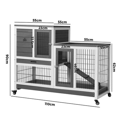 Alopet Rabbit Hutch Chichen Coop 100 x 55 x 90cm-Wooden Hutch-PEROZ Accessories