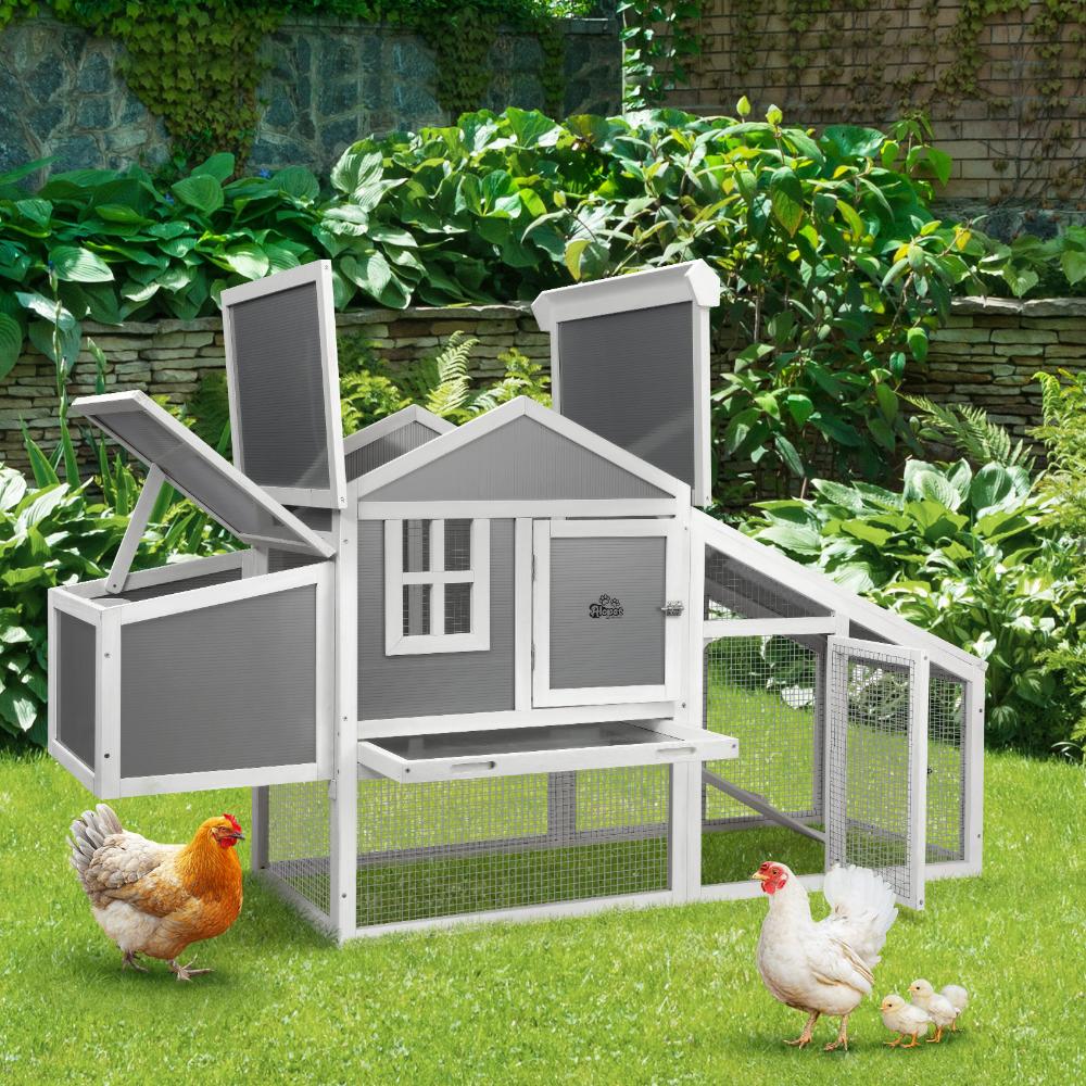 Alopet Chicken Coop Rabbit Hutch Large Wooden House Run Hatch Box Open Roof-Hutches-PEROZ Accessories