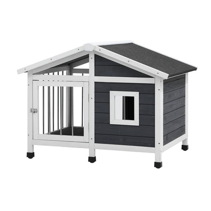 Alopet Wooden Pet Dog Kennel Awning Cabin Log Box Home Dog Cage Timber House-Wooden Kennel-PEROZ Accessories