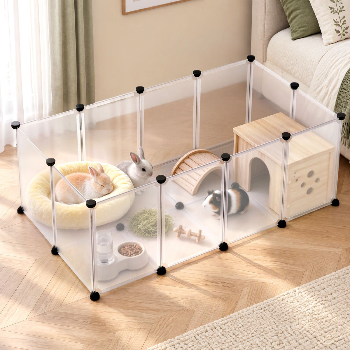 i.Pet Pet Dog Playpen 20 Panels with Baseboard DIY Enclosure Small Animal Rabbit Pen 125CM-Pet Care > Dog Supplies > Dog Playpens &amp; Gates-PEROZ Accessories
