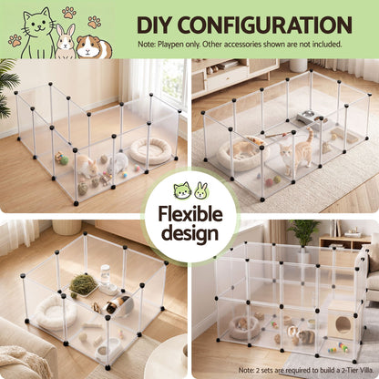 i.Pet Pet Dog Playpen 20 Panels with Baseboard DIY Enclosure Small Animal Rabbit Pen 125CM-Pet Care > Dog Supplies > Dog Playpens &amp; Gates-PEROZ Accessories