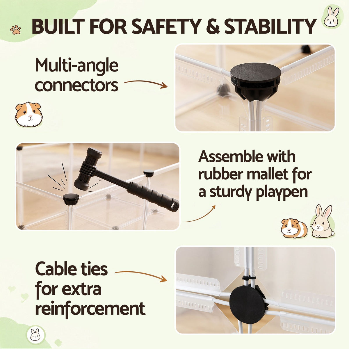 i.Pet Pet Dog Playpen 20 Panels with Baseboard DIY Enclosure Small Animal Rabbit Pen 125CM-Pet Care > Dog Supplies > Dog Playpens &amp; Gates-PEROZ Accessories