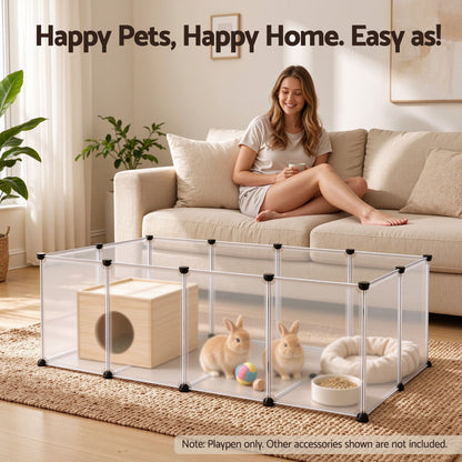 i.Pet Pet Dog Playpen 20 Panels with Baseboard DIY Enclosure Small Animal Rabbit Pen 125CM-Pet Care > Dog Supplies > Dog Playpens &amp; Gates-PEROZ Accessories