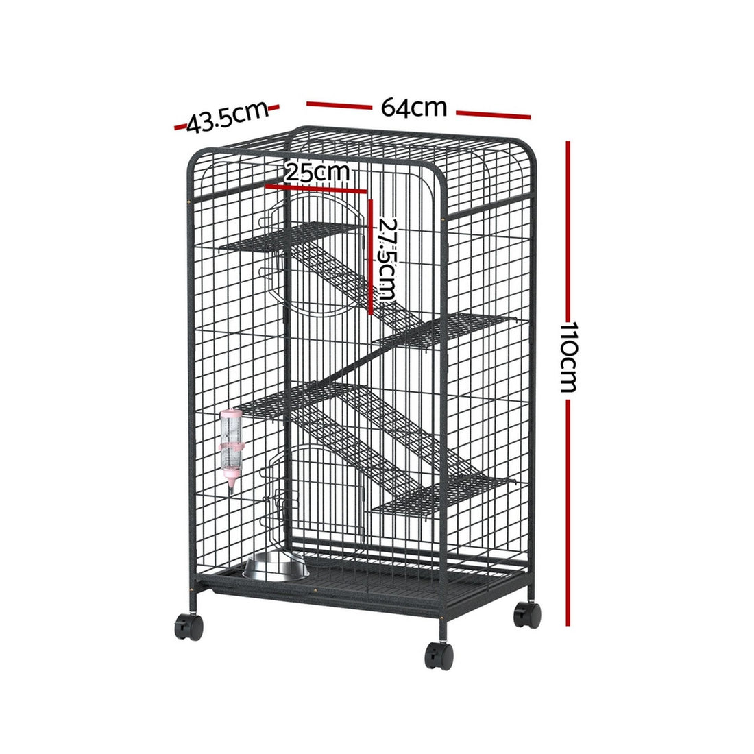 i.Pet Rabbit Cage Indoor Hutch Guinea Pig Bird Ferret Cat Hamster 110cm 4 Level-Pet Care > Coops &amp; Hutches > Small Animal Habitats &amp; Cages-PEROZ Accessories