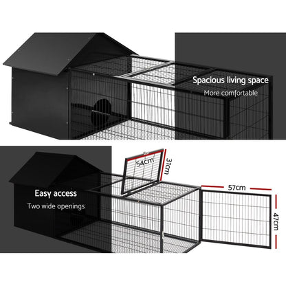 i.Pet Rabbit Cage Hutch 162x60cm Enclosure Metal-Pet Care > Coops &amp; Hutches-PEROZ Accessories