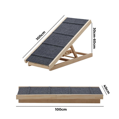 Alopet Dog Pet Ramp Adjustable Height Foldable 100cm-Pet Ramp-PEROZ Accessories