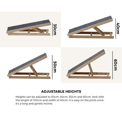 Alopet Dog Pet Ramp Adjustable Height Foldable 100cm-Pet Ramp-PEROZ Accessories