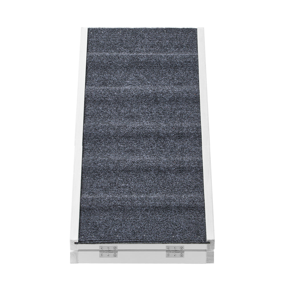 Alopet Dog Pet Ramp Adjustable Height Stairs Bed Sofa Car Foldable 100cm White-Pet Product-PEROZ Accessories