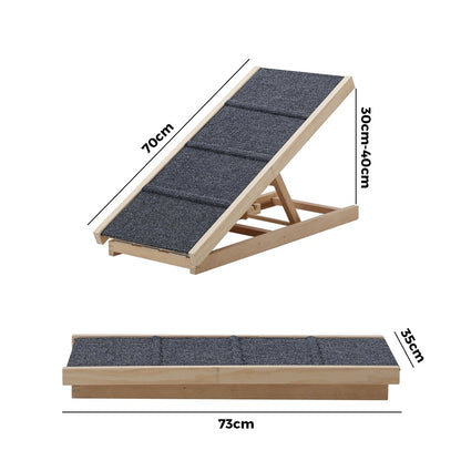 Alopet Dog Pet Ramp Adjustable Height Foldable 70cm-Pet Ramp-PEROZ Accessories