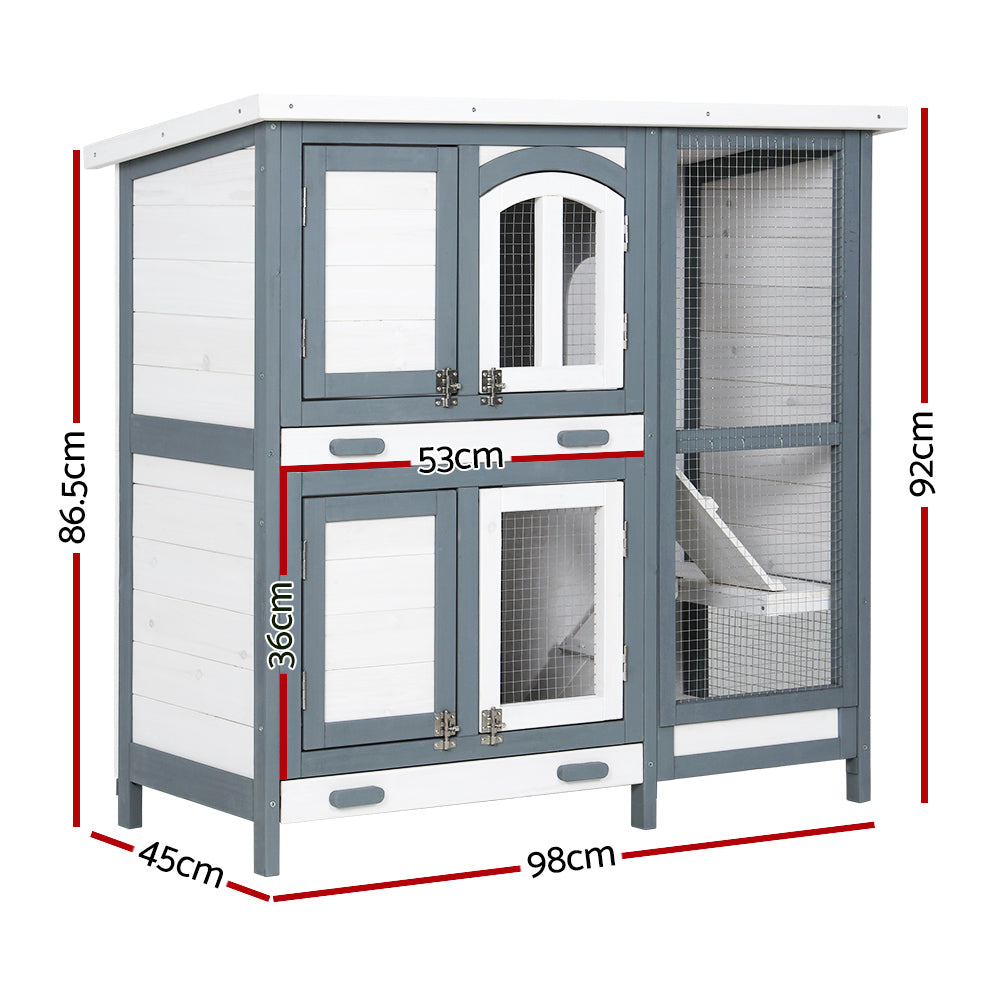 i.Pet Rabbit Hutch Chicken Coop 98cm x 45cm x 92cm Chicken Coop Large Wooden House Run Cage Outdoor-Pet Care &gt; Coops &amp; Hutches-PEROZ Accessories