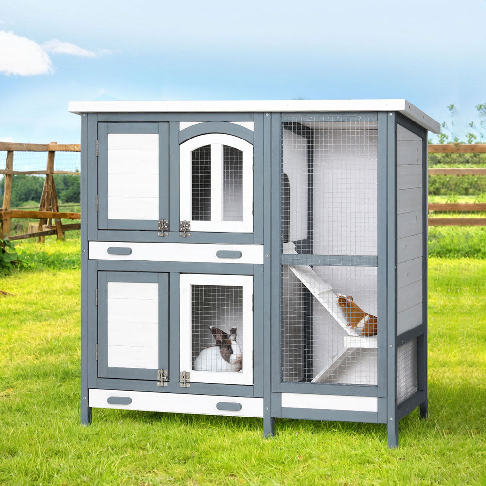 i.Pet Rabbit Hutch Chicken Coop 98cm x 45cm x 92cm Chicken Coop Large Wooden House Run Cage Outdoor-Pet Care &gt; Coops &amp; Hutches-PEROZ Accessories