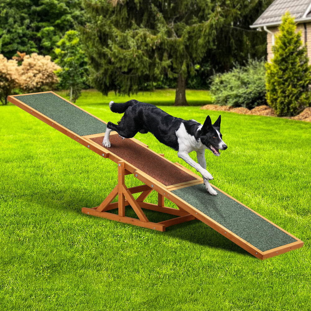 Alopet Dog Seesaw Pet Agility Training 180cm Plank 70kg Capacity-Wooden Hutches-PEROZ Accessories