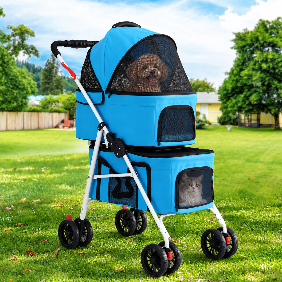 i.Pet 2-Tier Pet Stroller 25kg Capacity &amp; 400pcs Training Pads Combo-Pet Care > Dog Supplies > Dog Carriers &amp; Crates-PEROZ Accessories