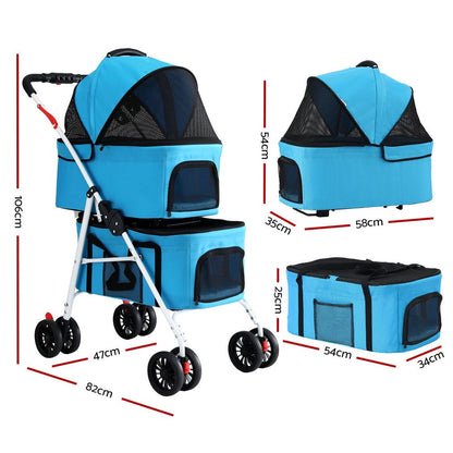 i.Pet 2-Tier Pet Stroller 25kg Capacity &amp; 400pcs Training Pads Combo-Pet Care > Dog Supplies > Dog Carriers &amp; Crates-PEROZ Accessories