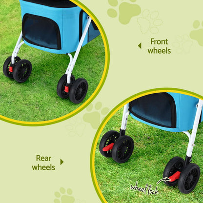 i.Pet 2-Tier Pet Stroller 25kg Capacity &amp; 400pcs Training Pads Combo-Pet Care > Dog Supplies > Dog Carriers &amp; Crates-PEROZ Accessories