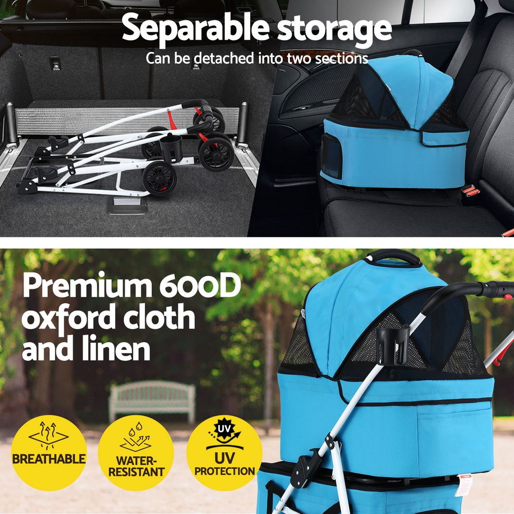 i.Pet 2-Tier Pet Stroller 25kg Capacity &amp; 400pcs Training Pads Combo-Pet Care > Dog Supplies > Dog Carriers &amp; Crates-PEROZ Accessories