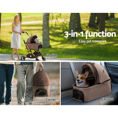 i.Pet Pet Stroller Dog Pram Large Cat Carrier Travel Foldable 4 Wheels Pushchair Double-Pet Care &gt; Cat Supplies &gt; Cat Carriers &amp; Crates-PEROZ Accessories