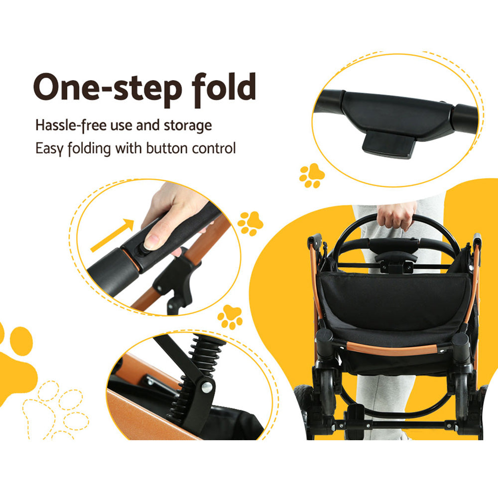 i.Pet Pet Stroller Dog Pram Large Cat Carrier Travel Foldable 4 Wheels Pushchair Double-Pet Care &gt; Cat Supplies &gt; Cat Carriers &amp; Crates-PEROZ Accessories
