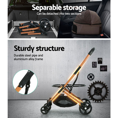 i.Pet Pet Stroller Dog Pram Large Cat Carrier Travel Foldable 4 Wheels Pushchair Double-Pet Care &gt; Cat Supplies &gt; Cat Carriers &amp; Crates-PEROZ Accessories