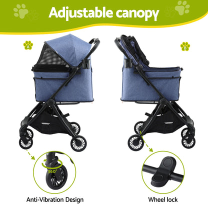 i.Pet Pet Stroller Pram Gravity Folding Dog Cage Large Travel Pushchair 4 Wheels-Pet Care > Dog Supplies > Dog Carriers &amp; Crates-PEROZ Accessories