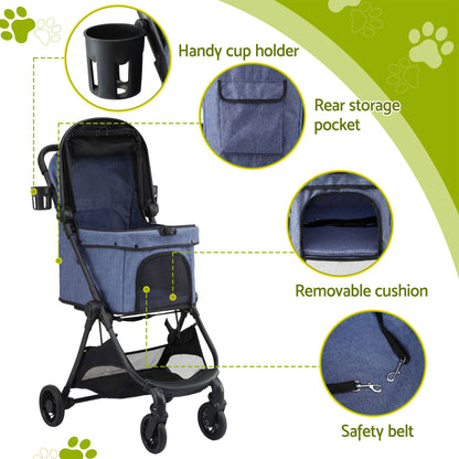 i.Pet Pet Stroller Pram Gravity Folding Dog Cage Large Travel Pushchair 4 Wheels-Pet Care > Dog Supplies > Dog Carriers &amp; Crates-PEROZ Accessories