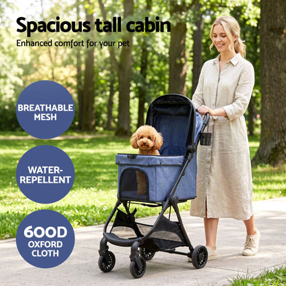 i.Pet Pet Stroller Pram Gravity Folding Dog Cage Large Travel Pushchair 4 Wheels-Pet Care > Dog Supplies > Dog Carriers &amp; Crates-PEROZ Accessories