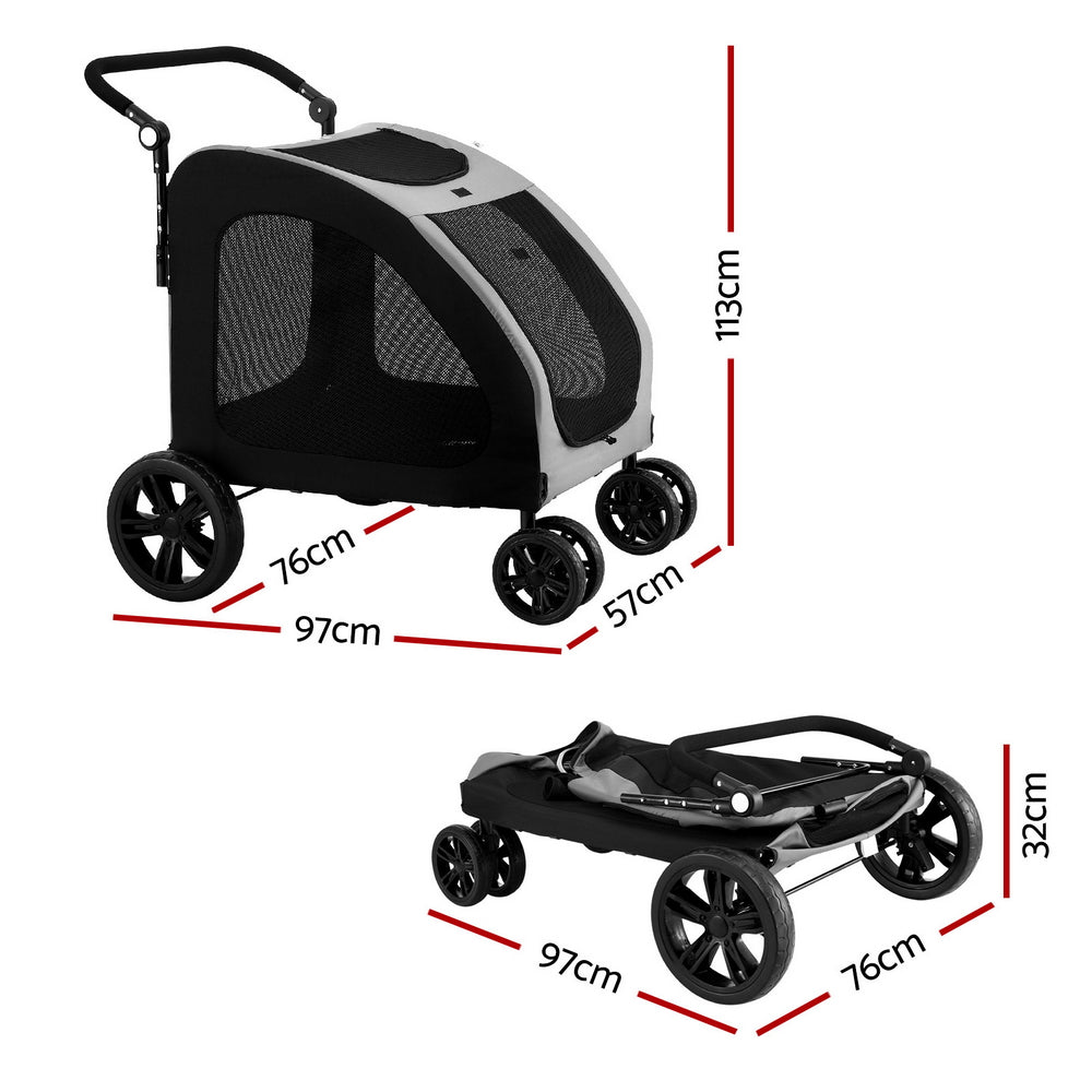 i.Pet Pet Stroller Dog Pram Large Carrier Cat Travel Foldable Strollers 4 Wheels Trolley-Pet Care &gt; Dog Supplies-PEROZ Accessories