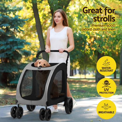 i.Pet Pet Stroller Dog Pram Large Carrier Cat Travel Foldable Strollers 4 Wheels Trolley-Pet Care &gt; Dog Supplies-PEROZ Accessories