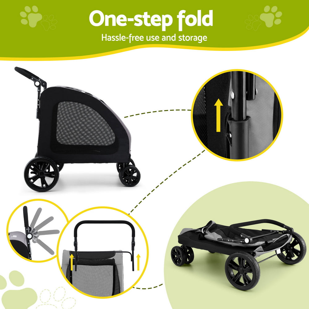 i.Pet Pet Stroller Dog Pram Large Carrier Cat Travel Foldable Strollers 4 Wheels Trolley-Pet Care &gt; Dog Supplies-PEROZ Accessories
