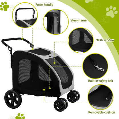 i.Pet Pet Stroller Dog Pram Large Carrier Cat Travel Foldable Strollers 4 Wheels Trolley-Pet Care &gt; Dog Supplies-PEROZ Accessories