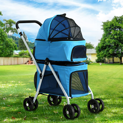 i.Pet Pet Stroller Dog Pram Large Cat Carrier Travel Foldable 4 Wheels Double-Pet Care &gt; Cat Supplies &gt; Cat Carriers &amp; Crates-PEROZ Accessories