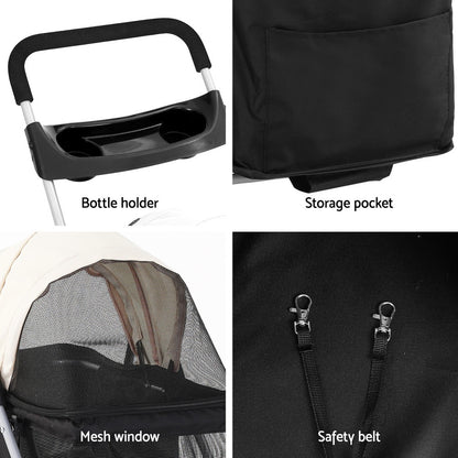 i.Pet Pet Stroller Pram Dog Cat Carrier Cage Large Travel Pushchair Foldable 4 Wheels-Pet Care &gt; Cat Supplies &gt; Cat Carriers &amp; Crates-PEROZ Accessories