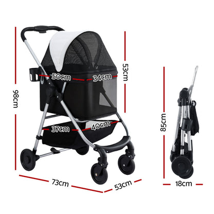 i.Pet Pet Stroller Pram Dog Cat Carrier Cage Large Travel Pushchair Foldable 4 Wheels-Pet Care > Cat Supplies > Cat Carriers &amp; Crates-PEROZ Accessories