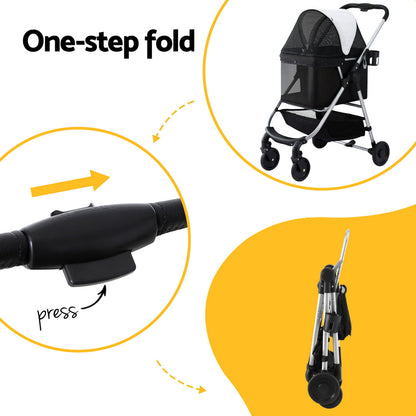 i.Pet Pet Stroller Pram Dog Cat Carrier Cage Large Travel Pushchair Foldable 4 Wheels-Pet Care > Cat Supplies > Cat Carriers &amp; Crates-PEROZ Accessories
