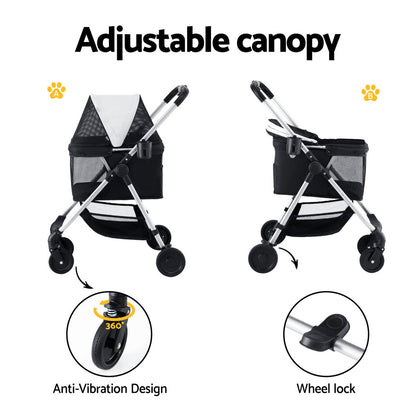 i.Pet Pet Stroller Pram Dog Cat Carrier Cage Large Travel Pushchair Foldable 4 Wheels-Pet Care > Cat Supplies > Cat Carriers &amp; Crates-PEROZ Accessories