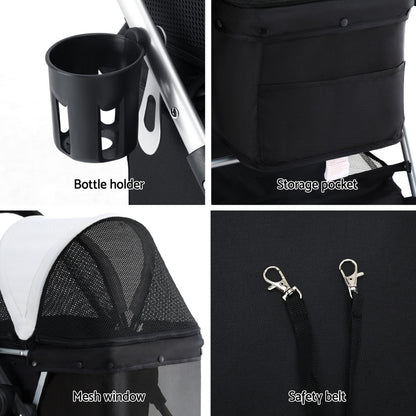 i.Pet Pet Stroller Pram Dog Cat Carrier Cage Large Travel Pushchair Foldable 4 Wheels-Pet Care > Cat Supplies > Cat Carriers &amp; Crates-PEROZ Accessories