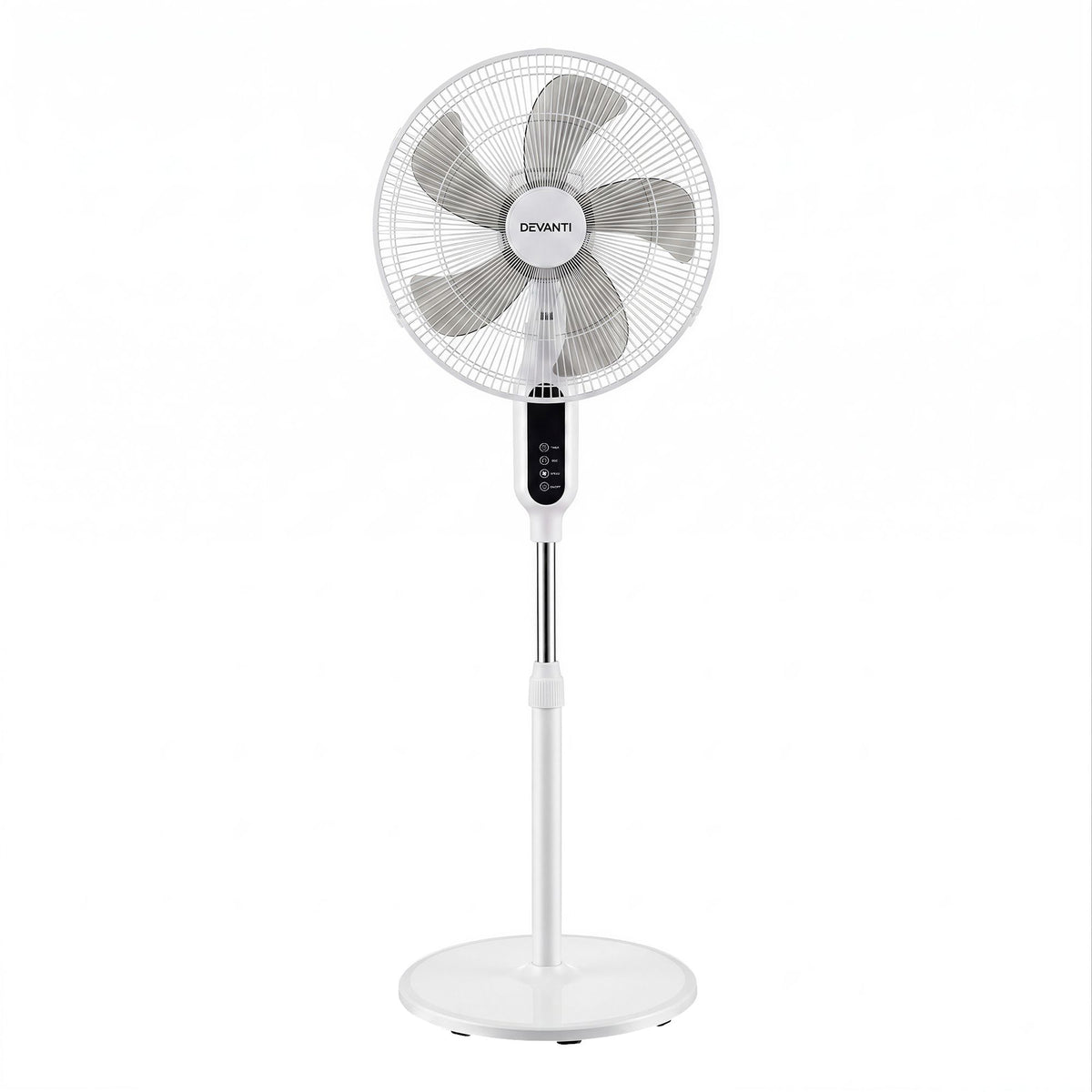 DEVANTI 16" Pedestal Fan with Remote 3 Speeds 8H Timer, White-Appliances > Fans > Portable Fans-PEROZ Accessories