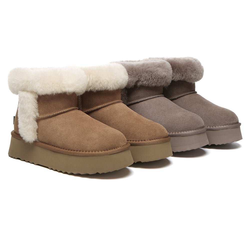 UGG EVERAU® UGG Boots Women Sheepskin Wool Shearling Lined Mini Platform Kazzi-PEROZ Accessories