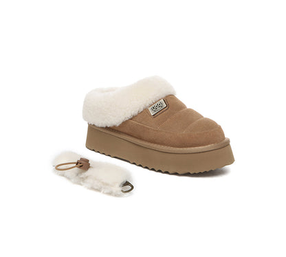 UGG EVERAU® UGG Slippers Women Removable Wool Strap Drawstring Slingback Platform Paige-PEROZ Accessories