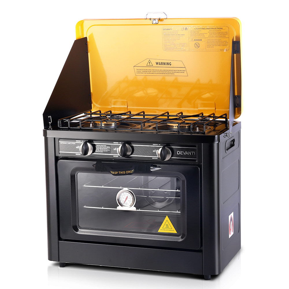 Devanti Portable Gas Oven LPG Black-Appliances &gt; Kitchen Appliances-PEROZ Accessories