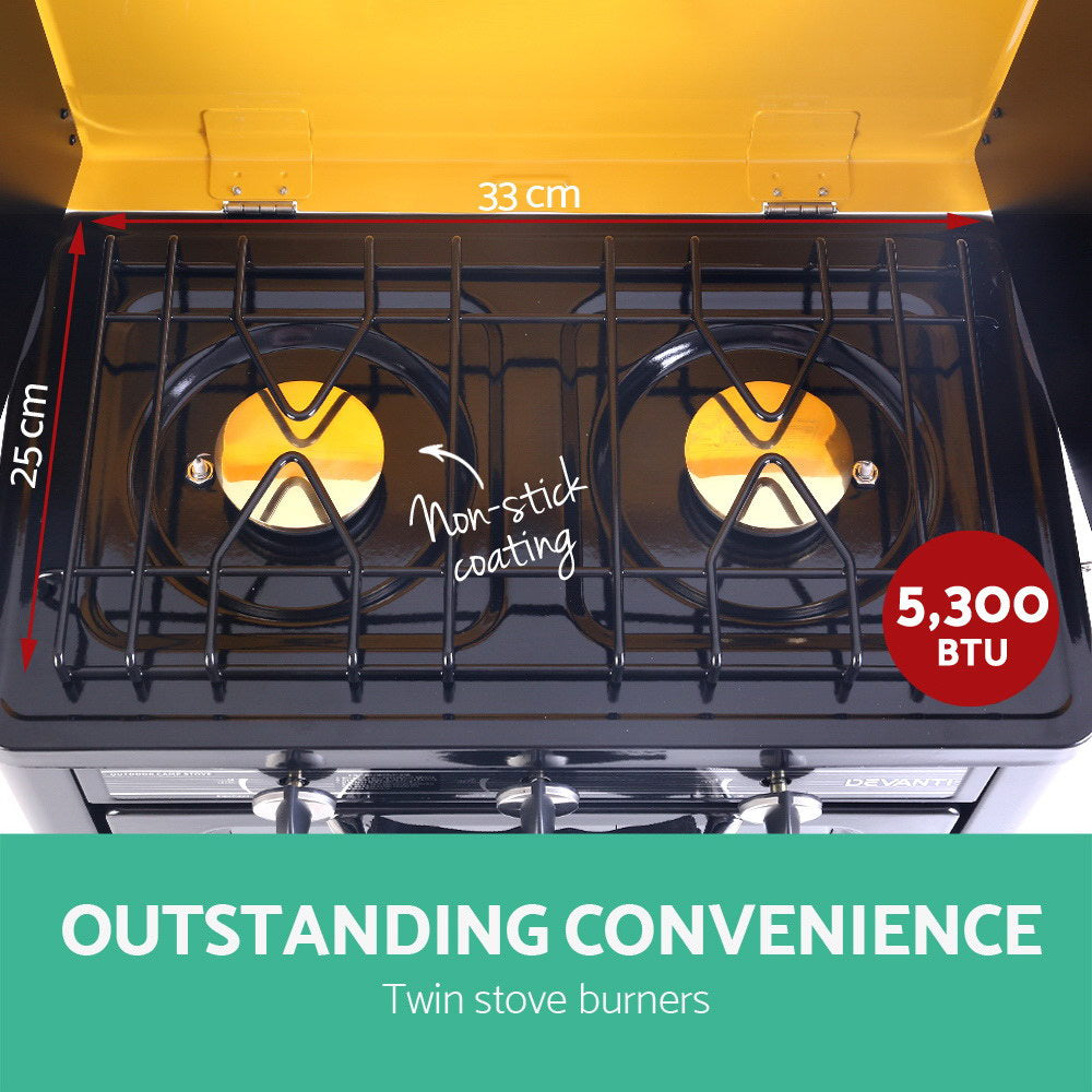 Devanti Portable Gas Oven LPG Black-Appliances &gt; Kitchen Appliances-PEROZ Accessories